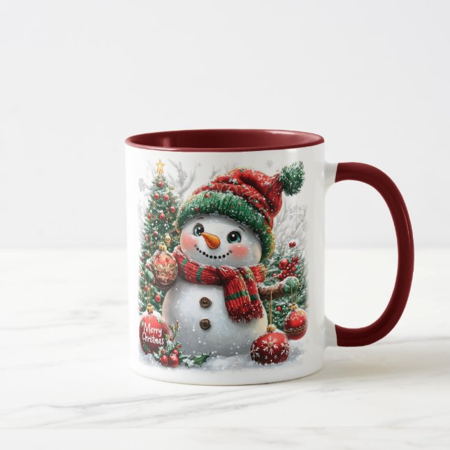 Mug Adorable bonhomme de neige de Noël (Droite)