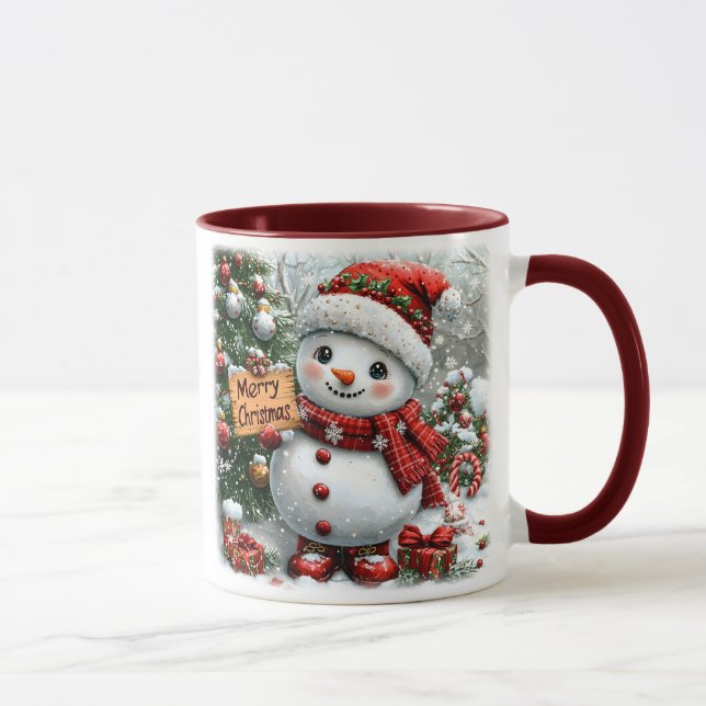 Mug Adorable bonhomme de neige de Noël (Droite)
