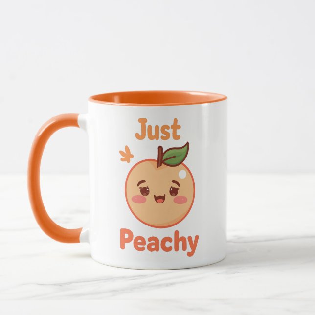 Mug Adorable Cartoon Peach with a Smile (Gauche)