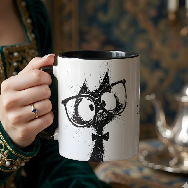Mug Adorable Chat Nerd aux Lunettes (Créateur téléchargé)