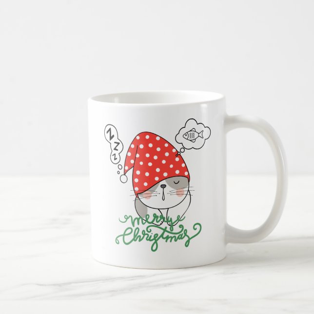 Mug Adorable chat s'endort en attendant Noël (Droite)