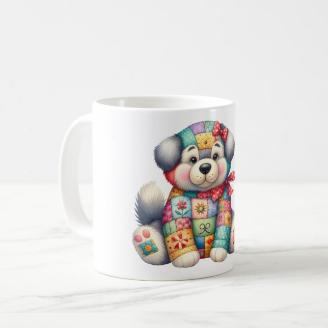 Mug Adorable Chien de Patchwork #9 Art numérique (Devant gauche)