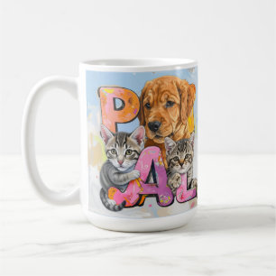 Mug Adorable Chien et Chats Curieux en Aquarelles PAL