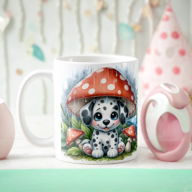 Mug adorable chiot dalmate sous parapluie champignon (Créateur téléchargé)