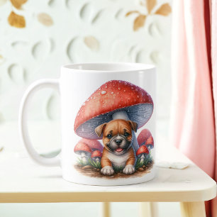 Mug Adorable Chiot De Boxer Sous Parapluie De Champign