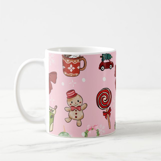 Mug Adorable Christmas Candy and Cocoa Pattern (Gauche)