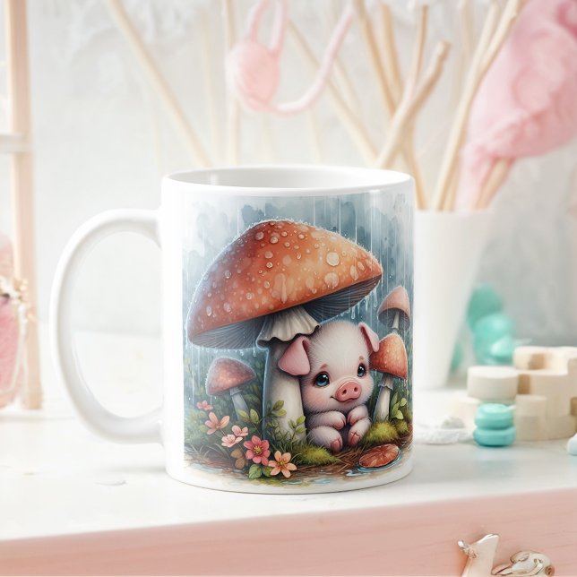 Mug Adorable Cochon De Bébé Sous Parapluie De Champign (Créateur téléchargé)