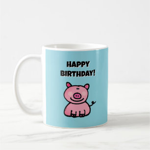 Mug Adorable Cochonnet Rose Joyeux Anniversaire