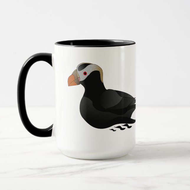 Mug Adorable Crested Puffin Cartoon Natation (Gauche)