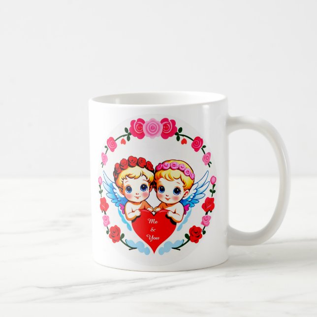 Mug Adorable Cupid Angels Holding Heart (Droite)