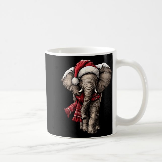 Mug Adorable Elephant In Santa Hat Snowy Winter Christ (Droite)
