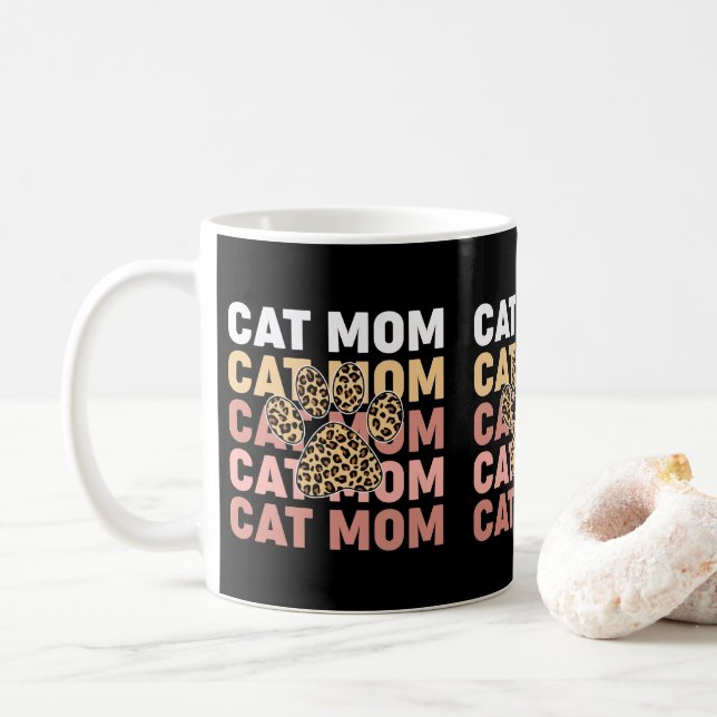 Mug Adorable Empreinte de léopard Paw Chats Propriétai (Avec donut)