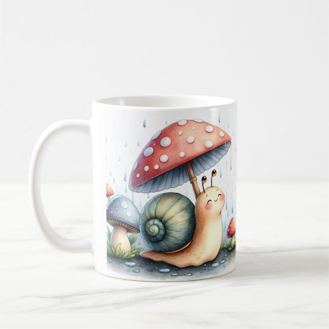 Mug Adorable escargot sous parapluie de champignons (Gauche)