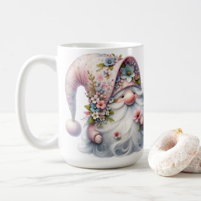 Mug Adorable Floral Gnome  (Avec donut)