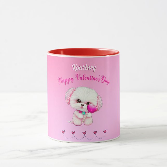 Mug Adorable Heureuse Sainte-Valentin maltais chiot (Centre)