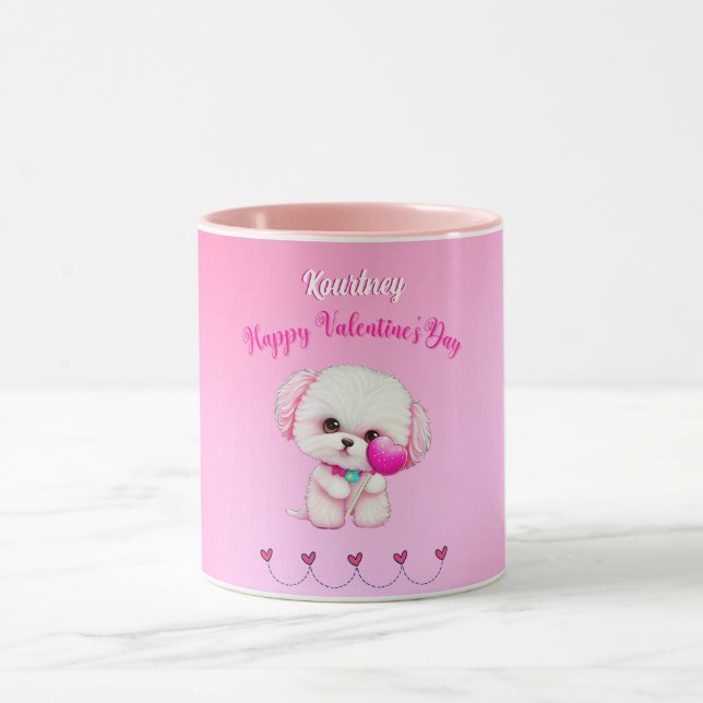 Mug Adorable Heureuse Sainte-Valentin maltais chiot (Centre)