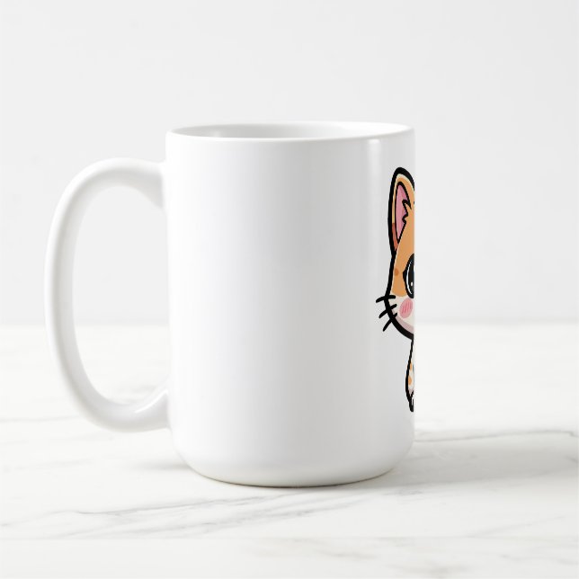Mug Adorable Kawaii Ginger Cat Illustration (Gauche)