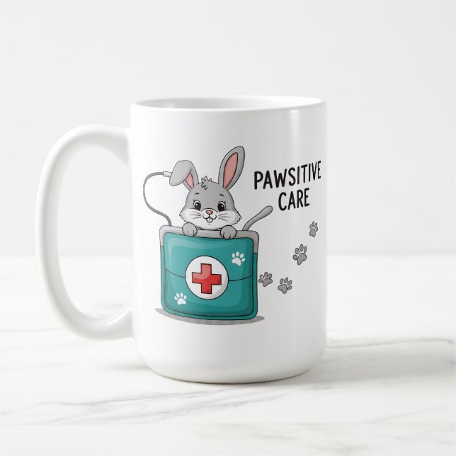 Mug Adorable Lapin Assistant Vétérinaire Soins Positif (Gauche)