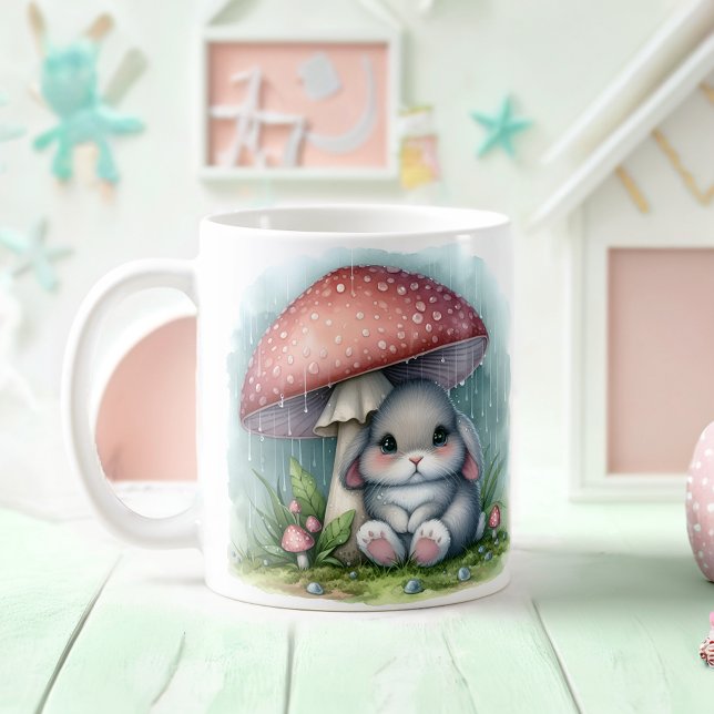Mug adorable lapin de bébé sous parapluie de champigno (Créateur téléchargé)