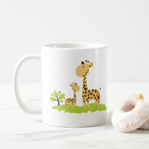 Mug Adorable maman & bébé Giraffe Vert & Jaune