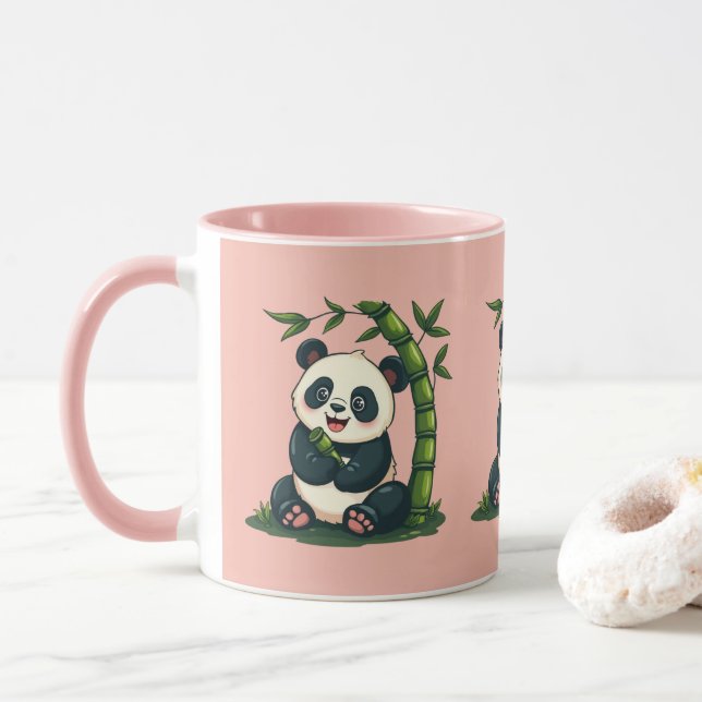 Mug Adorable Panda Accrocher Bamboo Cute Cartoon Art (Avec donut)