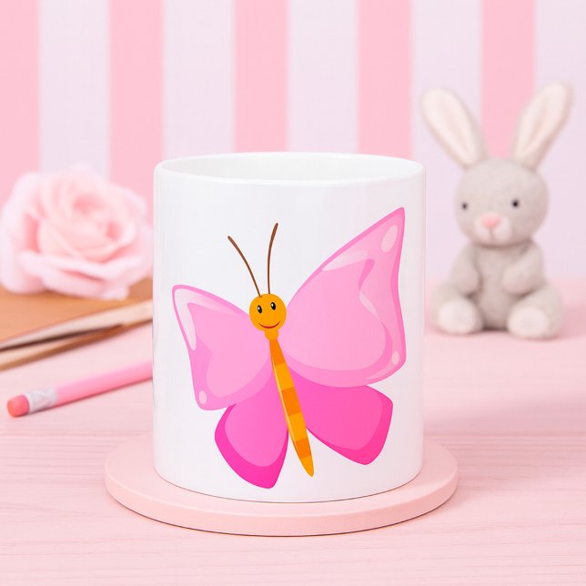 Mug adorable Papillon de dessin rose (Créateur téléchargé)