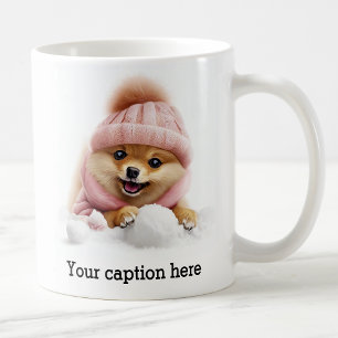 Mug Adorable Poméranie hiver Playtime