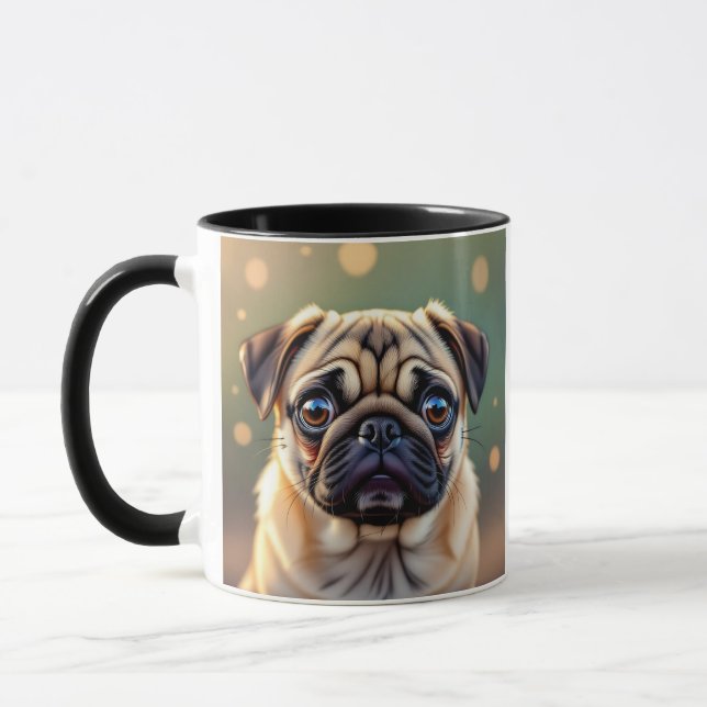 Mug Adorable Pug Close up | Cute Dog Personalized (Gauche)