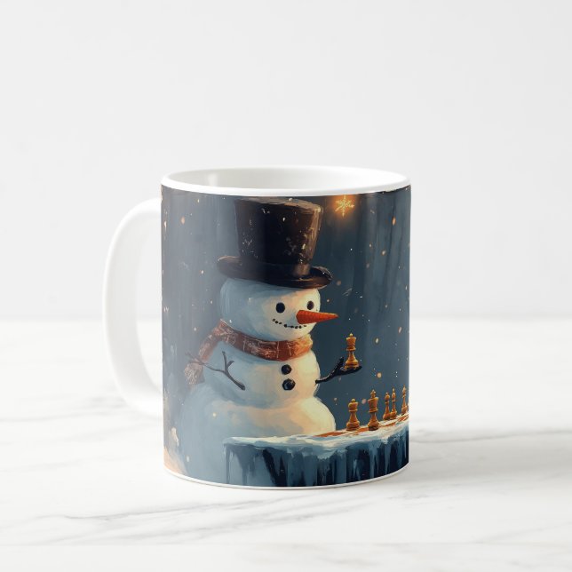 Mug Adorable Snowman et Penguin Jouer aux échecs (Devant gauche)