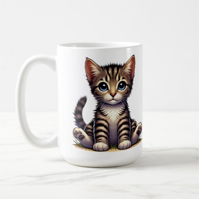 Mug Adorable Tabby Kitten Aux Yeux Bleus (Gauche)