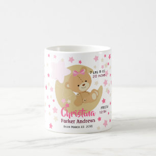 Mug Adorable Teddy Bear Baby Girl Birth Stats
