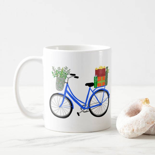 Mug Adorable Vélos de Noël Vacances cadeaux de Noël (Avec donut)
