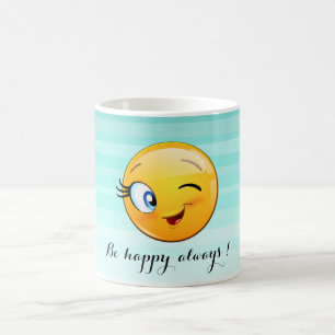 Mug Adorable Winking Emoji Face-Be heureux toujours