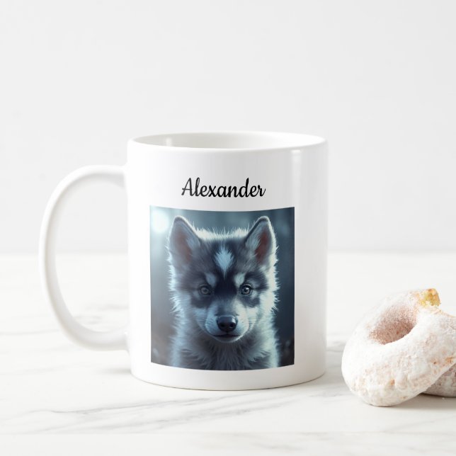 Mug Adorable Wolf Baby in the Moonlight (Avec donut)
