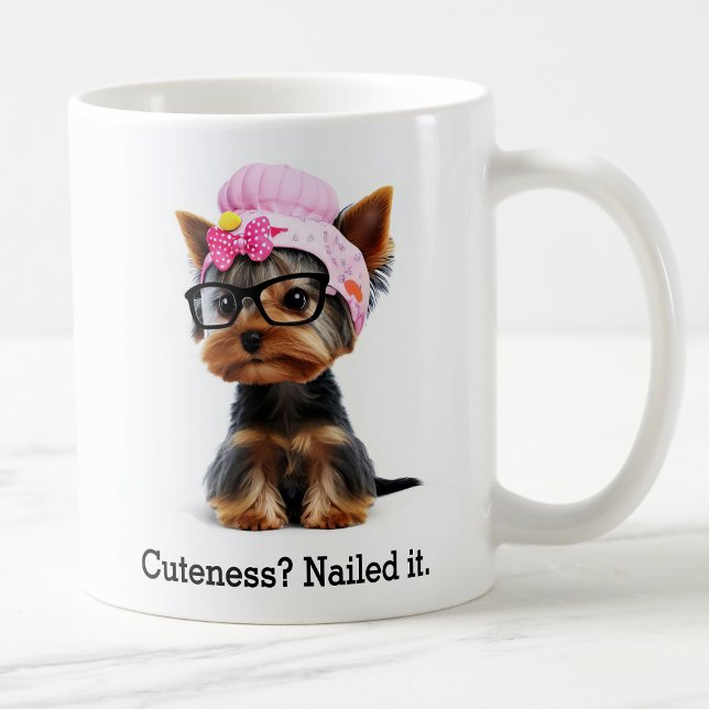 Mug Adorable Yorkie avec une Beanie rose (Créateur téléchargé)