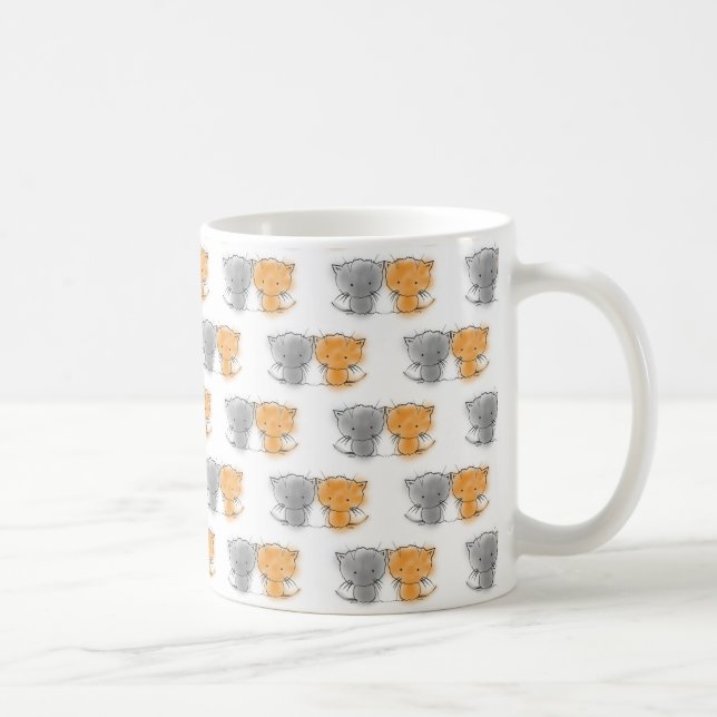 Mug Adorables chatons fantaisistes orange et gris (Droite)