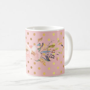 Mug Adorables Faux Gold Points Fleuri
