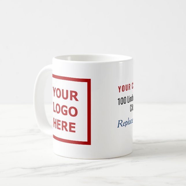 Mug Adresse slogan logo promotionnel de marque d'entre (Devant gauche)