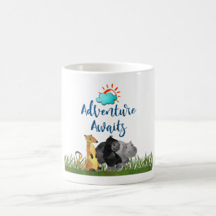 Mug Adventure Await Aquarelle Safari Jungle Animaux