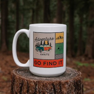 Mug Adventure Await Go Find It Retro Camping Travel