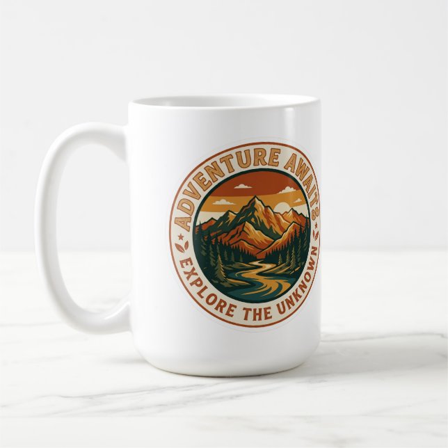 Mug  Adventure Awaits Sticker - Vintage Mountain Natio (Gauche)