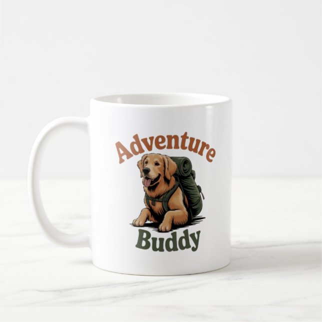 Mug Adventure Buddy Golden Retriever Hiking Dog Coffee (Gauche)