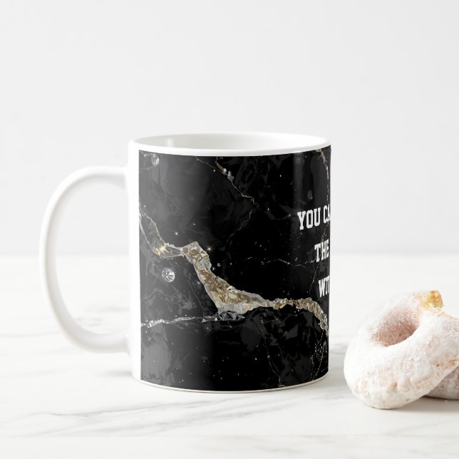 Mug Aesthetic Black&gold Kintsugi with subtle humor (Avec donut)