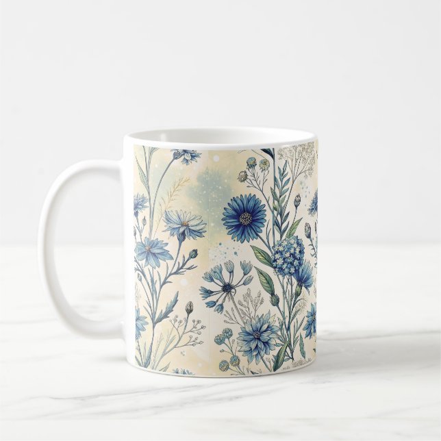 Mug Aesthetic Blue Wildflowers (Gauche)