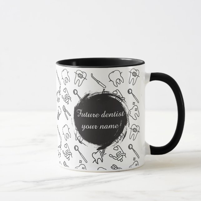 Mug Aesthetic Minimalist Dental Icons Pattern Coffee  (Droite)