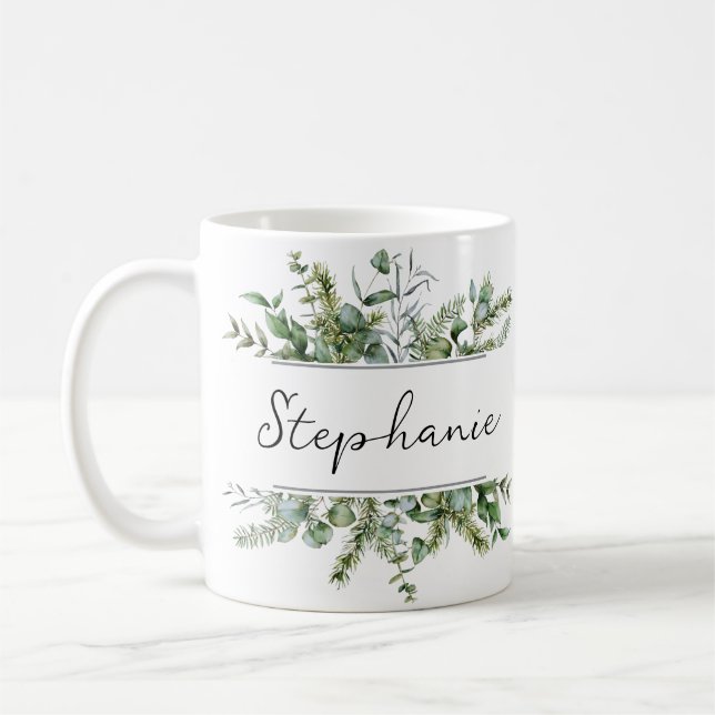 Mug Aesthétique de la verdure fraîche Personnaliser le (Gauche)