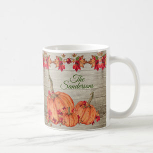 Mug Affaire Leaves de Rustic Wood Autumn Orange Pumkin