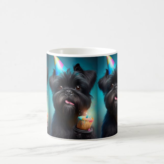 Mug Affenpinscher célébrant gâteau de ballons d'annive (Centre)