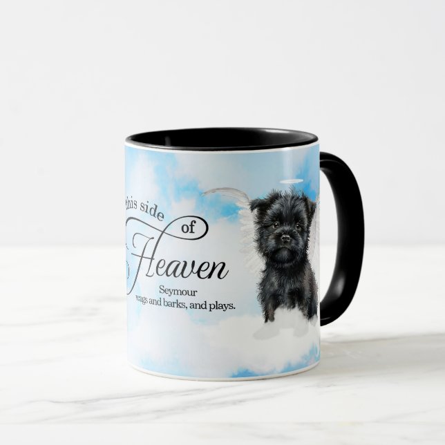 Mug Affenpinscher Dog in Heaven Personalized Memorial (Devant droit)