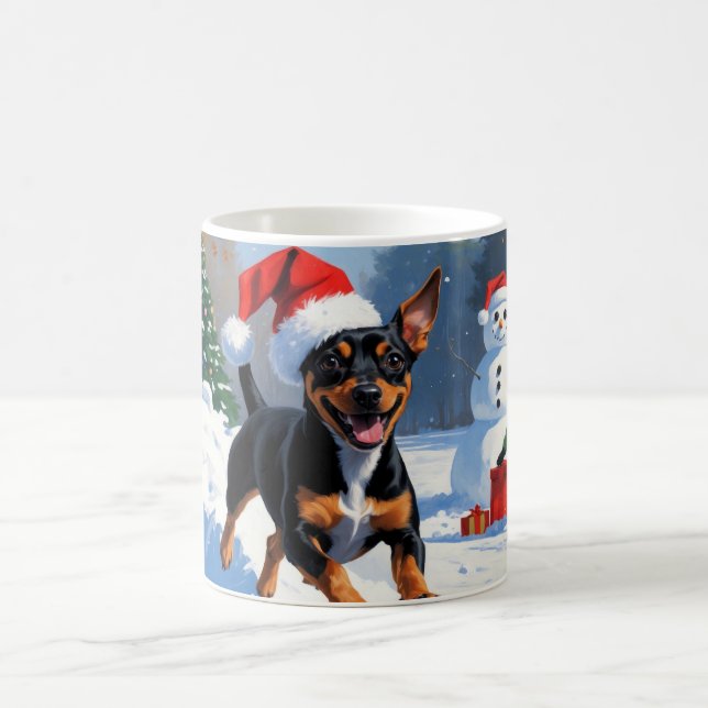 Mug Affenpinscher Festive de Noël Scène de neige (Centre)